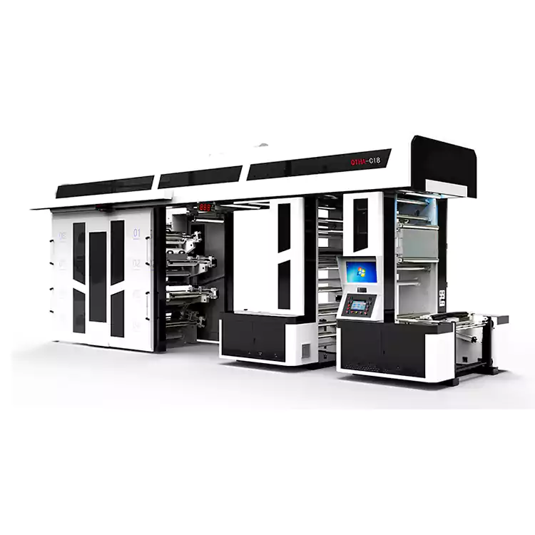 Macchina da stampa flessografica a impressione centrale ad alta velocità con azionamento semi-servo a 8 colori