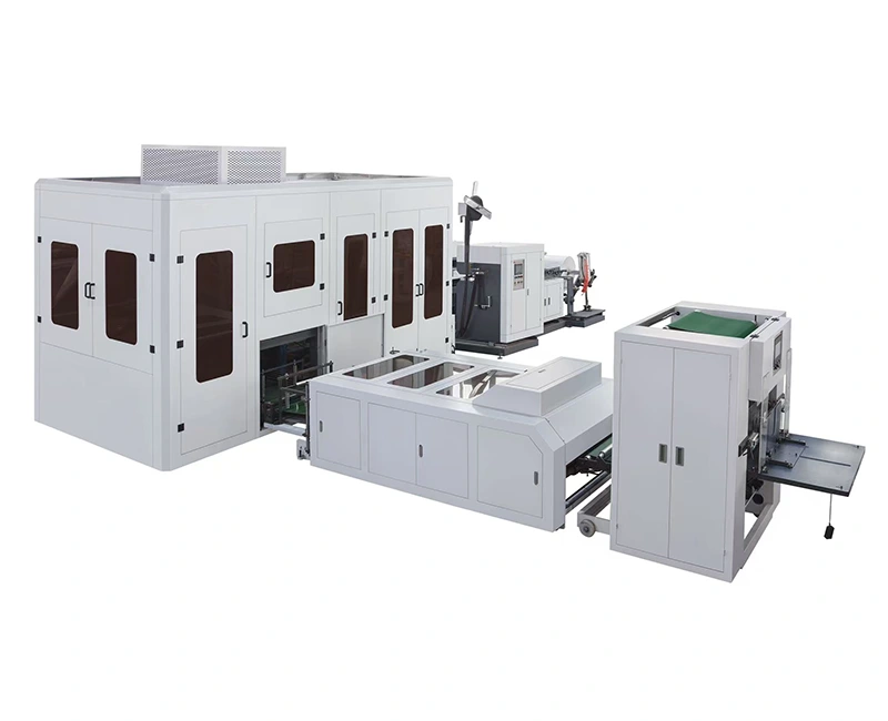 Macchina per la produzione di sacchetti ad ultrasuoni in tessuto non tessuto con taglio a D e tipo scatola